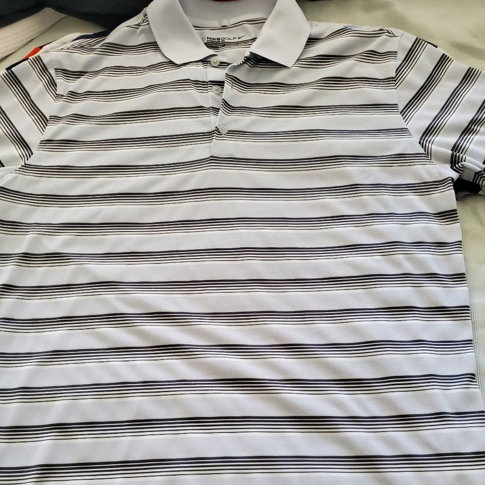 Nike Golf large Men's grey and platinum gray stripe dri - fit